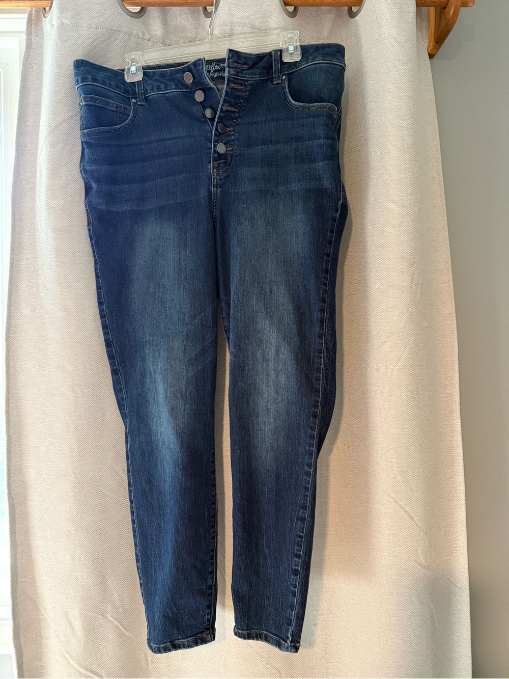 Maurices Dark Blue Skinny High-Rise Jeans with Button-Fly Detail